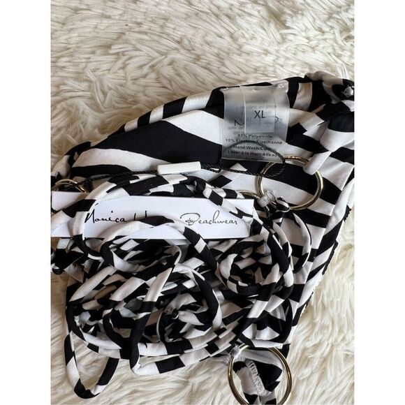 Monica Hansen Beachwear Zebra Print Triangle O-Ring Bikini Top Nwt Girl on Fire - Picture 6 of 7